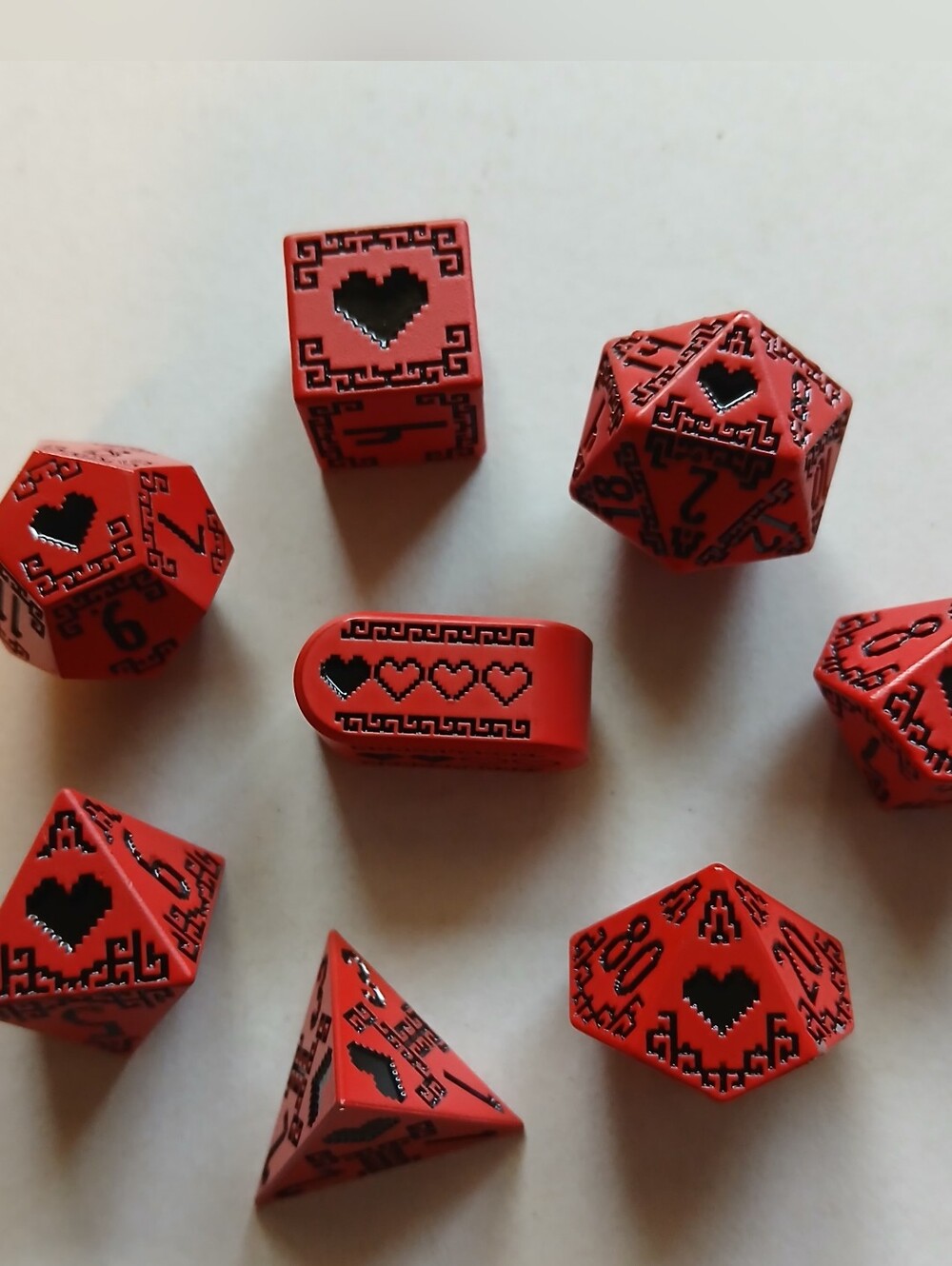 Pixel Heart Dice Set Zelda Themed Dnd Dungeons And Dragons Set Of 8